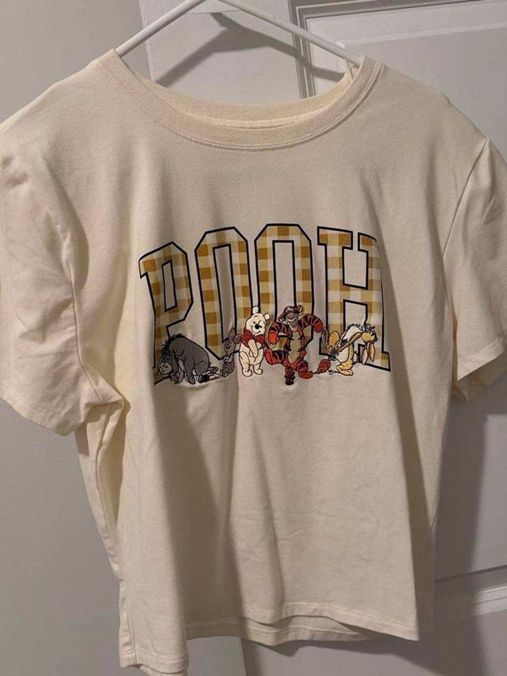 Hybrid Apparel Cream 'POOH' Graphic Dog Tee with Checker Lettering